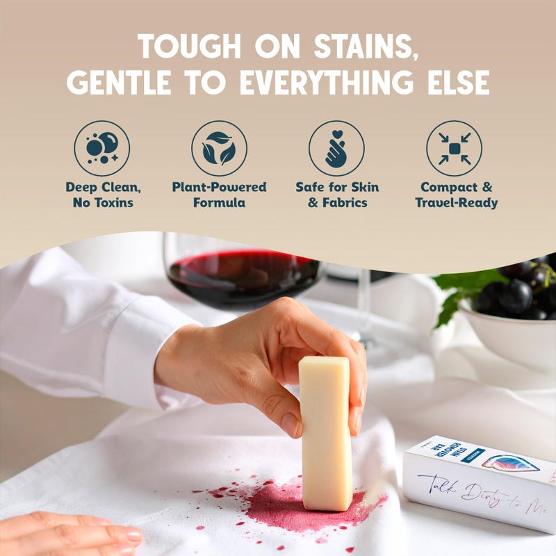 QLEAN Vegan Stain Remover Bar for Fabrics, Laundry Bar Soap for Clothes - Plant-Based, Travel-Friendly Stain Remover for Grease, Wine, Coffee, Grass & More - Non-Toxic & Safe for Delicates (1) - Image 2
