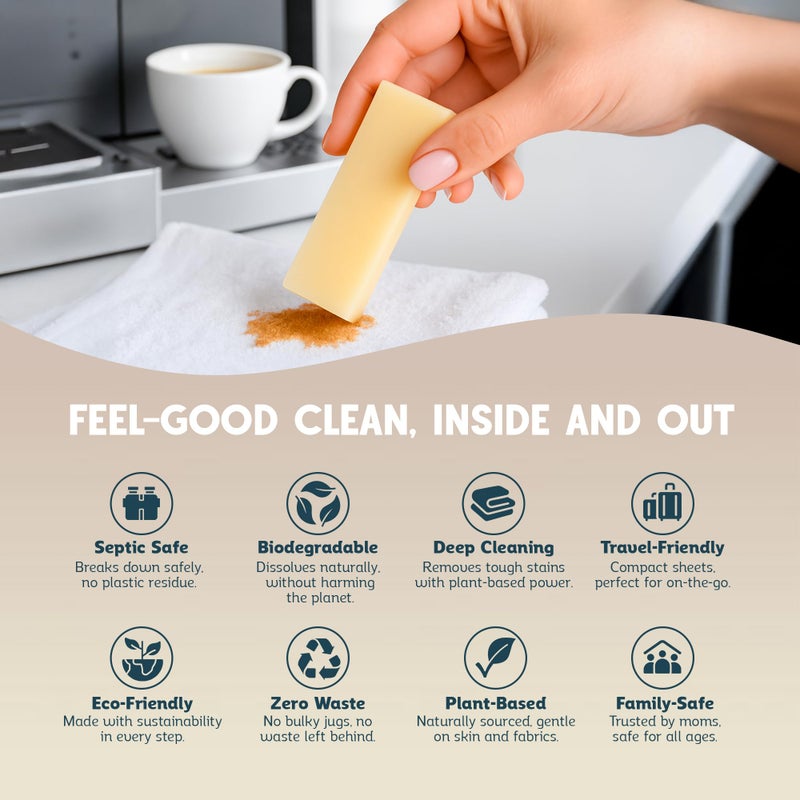 QLEAN Vegan Stain Remover Bar for Fabrics, Laundry Bar Soap for Clothes - Plant-Based, Travel-Friendly Stain Remover for Grease, Wine, Coffee, Grass & More - Non-Toxic & Safe for Delicates (1) - Image 5