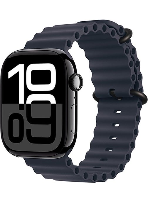 BLS Store Watch 10 46MM Compatible Zore Krd-75 Silicone Strap-Matte Navy Blue 