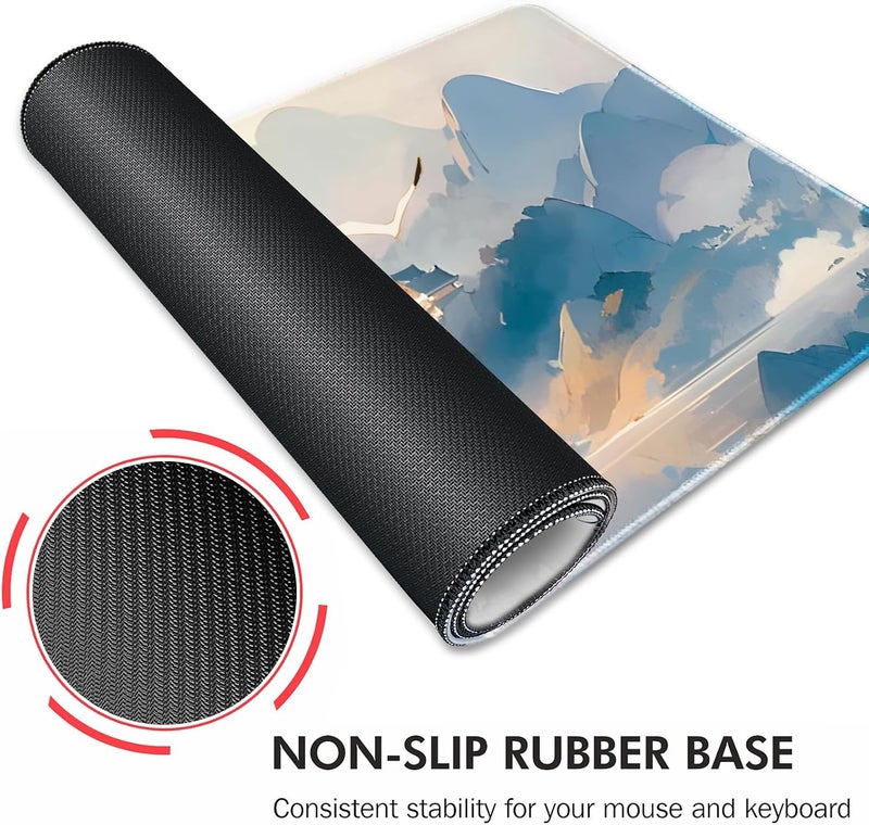 Galdas Gaming Mouse Pad XXL XL Large Long Extended Big Mousepad Non-Slip Rubber Keyboard Mouse Pad with Stitched Edges for Laptop Home Office (31.5x11.8x0.08 Inch) -Cloud Scenery - Image 5