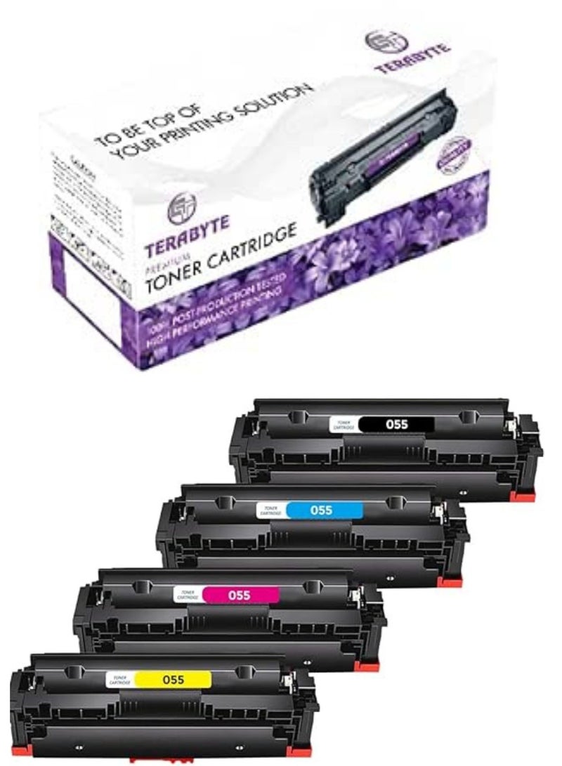 Terabyte CRG 055 High Yield Toner Cartridge Multipack (4-Pack) Compatible with Printer Canon Image Class MF740C, MF743Cdw, MF741Cdw, MF745Cdw, MF746Cdw Canon Image Class LBP660C, LBP664Cdw - Image 1