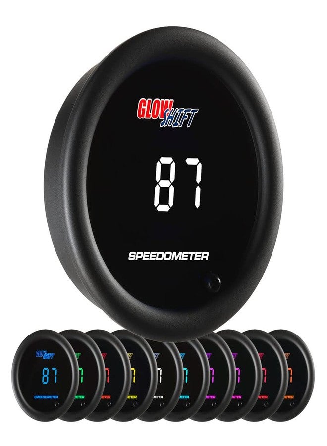 GlowShift 10 Color Digital 140 MPH Speedometer Gauge Kit - Multi-Color LED Display - Tinted Lens - 2-1/16" (52mm) - Image 1