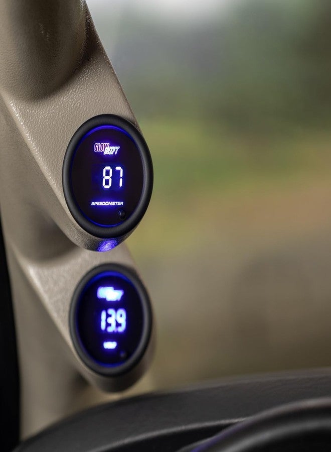 GlowShift 10 Color Digital 140 MPH Speedometer Gauge Kit - Multi-Color LED Display - Tinted Lens - 2-1/16" (52mm) - Image 3