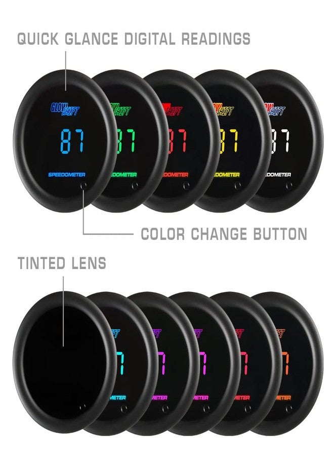 GlowShift 10 Color Digital 140 MPH Speedometer Gauge Kit - Multi-Color LED Display - Tinted Lens - 2-1/16" (52mm) - Image 4