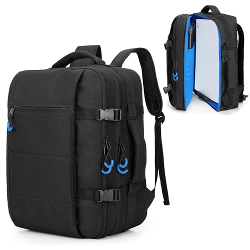 PGmoon Travel Backpack Compatible with PS5/PS5 Slim/PS5 Pro Console, Protective Carrying Case Bag for Controllers, 15.6’’ Laptop, Game Discs (Patent Design) - Image 1