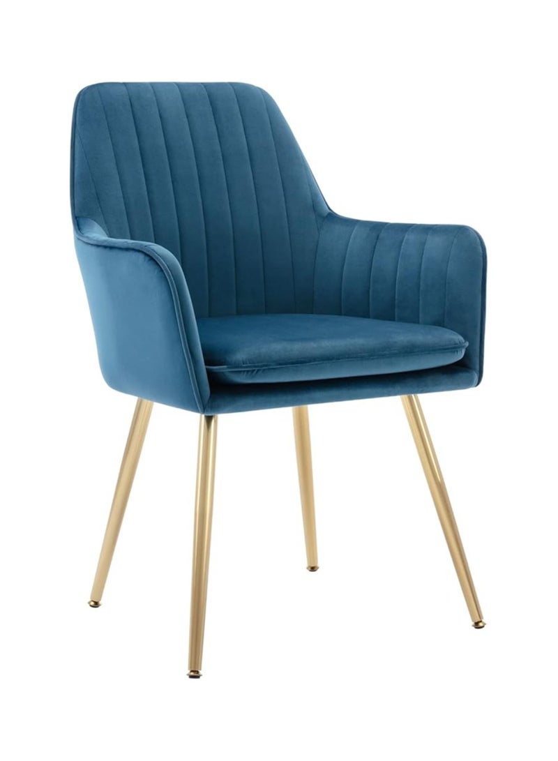 Poppins Home Poppins HOME Elegant Velvet Dining Chair with Golden Metal Legs - Superior Fabric, Removable Washable Cushion, Sturdy Structure, 220lbs Weight Capacity (Blue-1PC)  - Image 1