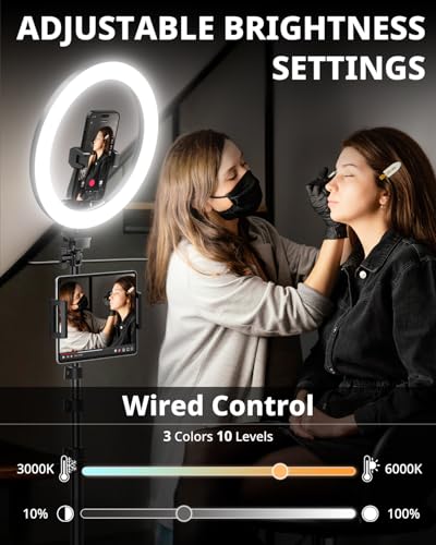 UBeesize 12 Ring Light with 74 Extendable Tripod Stand iPad Phone Holder LED Circle Light with PhoneTablet Holder for Video Recording Photography Live Stream Makeup Webcam TikTok YouTube - Image 3