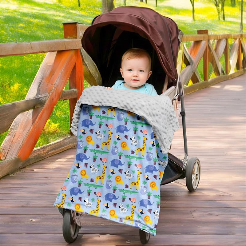 FIGEPO Safari Jungle Animals Baby Blanket Gender Neutral Blankets for Newborn Baby Girls or Boys Nursery Toddler Double Layer Blanket with Dotted Backing and Animal Printed (Animal 2) - Image 4