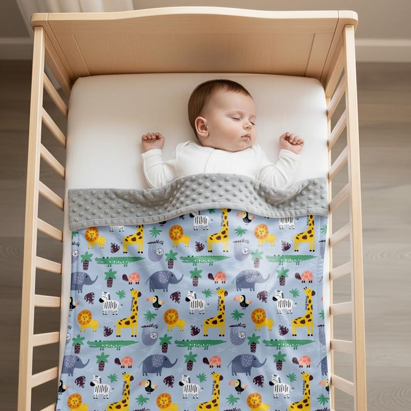 FIGEPO Safari Jungle Animals Baby Blanket Gender Neutral Blankets for Newborn Baby Girls or Boys Nursery Toddler Double Layer Blanket with Dotted Backing and Animal Printed (Animal 2) - Image 2