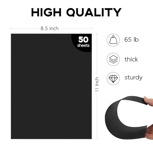 Goefun 50 Pack Black Cardstock 8.5 x 11, Goefun 65lb Card Stock Printer Paper for Halloween, Scrapbooking, Crafts, Invitations, DIY Cards - Image 2