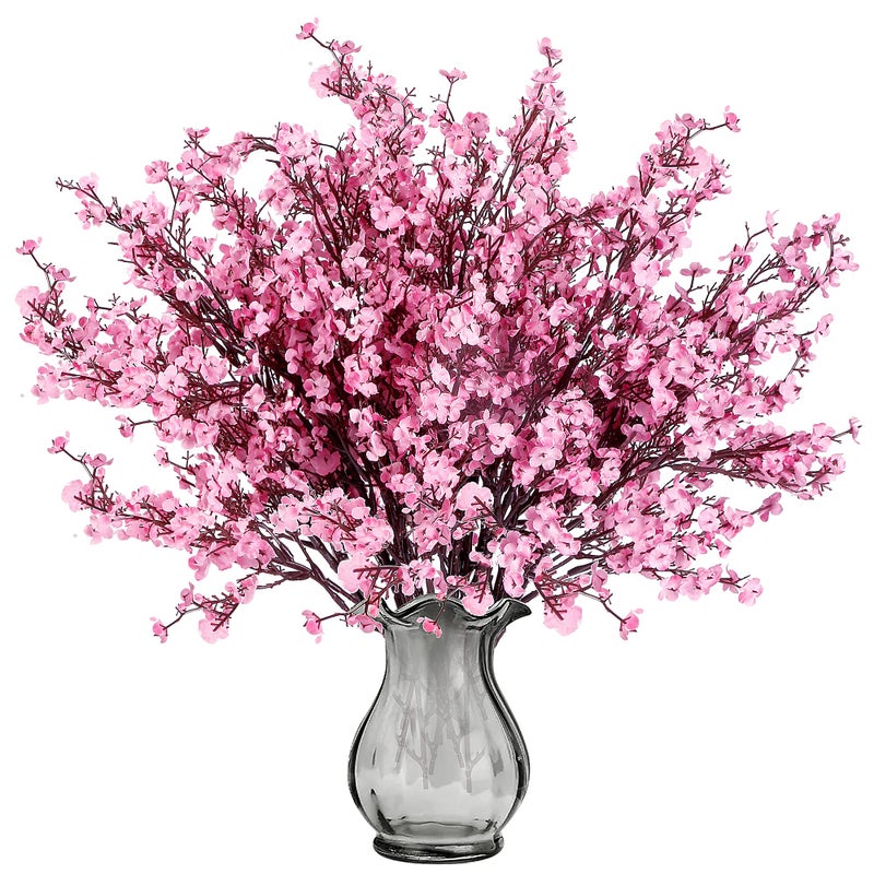 Sggvecsy 15 Pcs Babys Breath Artificial Flowers Gypsophila Bouquets Bulk Real Touch Fake Silk Flowers for Home Wedding DIY Floral Arrangement Kitchen Table Centerpiece Festival Decoration Pink