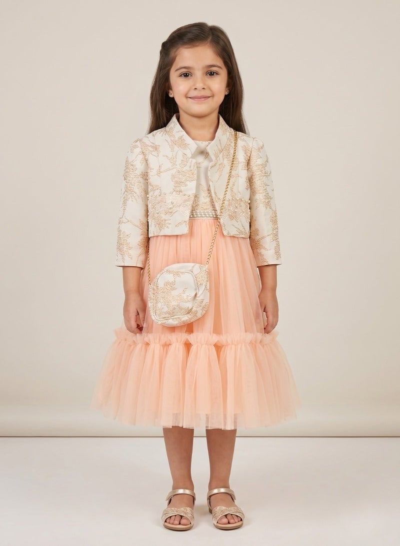 babyqlo Tiered Tulle Dress with Bag and Jacket - Image 1