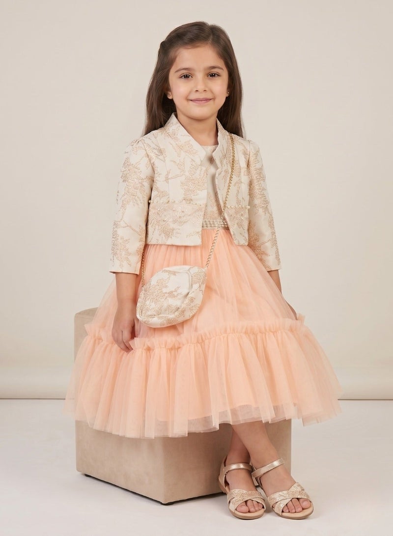 babyqlo Tiered Tulle Dress with Bag and Jacket - Image 3
