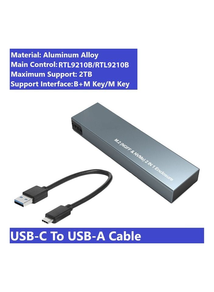 AROAQ M.2 NVMe SSD Case 10Gbps USB3.1 Gen2 NVMe Enclosure M2 SATA NGFF 5Gbps SSD Case - Image 1