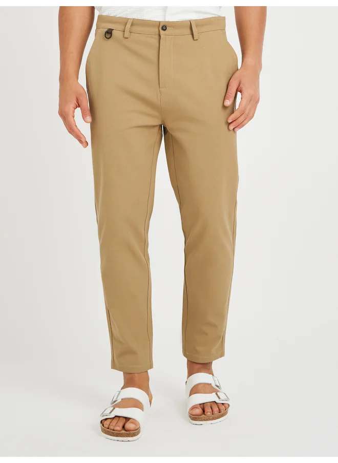 تايك تو Take Two Solid Mid Rise Relaxed Fit Chino Pants
