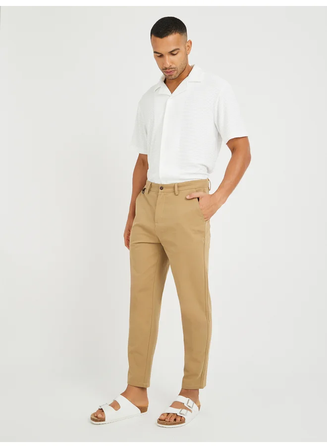 تايك تو Take Two Solid Mid Rise Relaxed Fit Chino Pants