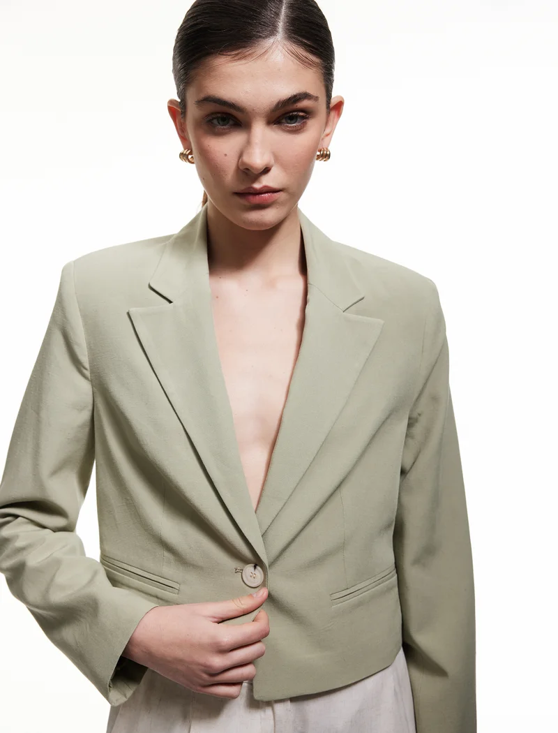 كوتون Crop Blazer Jacket