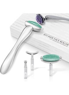 IBN G Jade Face Roller with 3 Interchangeable Heads Facial Tools Face Rollers for Women Face Massage Skin Care Beauty Tools GreenSilver