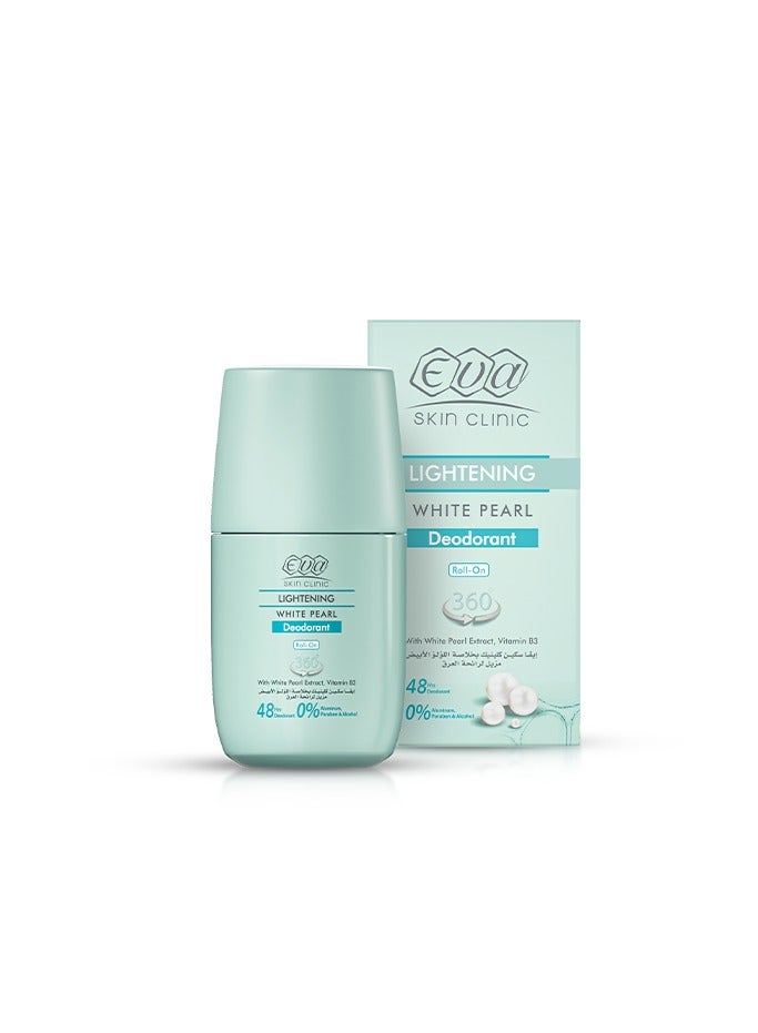 إيفا سكين كلينيك رول اون مزيل لرائحه العرق بخلاصة اللؤلؤ الابيض للتفتيح وتقليل نمو الشعر برائحه اللؤلؤ 60 جرام