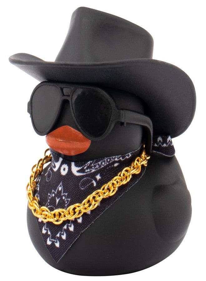 wonuu Car Dashboard Colorful Rubber Ducks Decorations, Rubber Ducky for Car Ornament Cute Duck with Cowboy Hat, Glasses, Necklace, Scarf, Black - Image 1