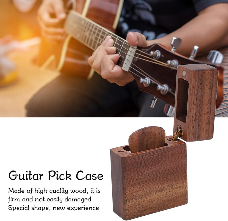 Guitar Pick Holder,Portable Wooden Lighter Shape Pick Case for Music Lovers Guitarists - Image 4