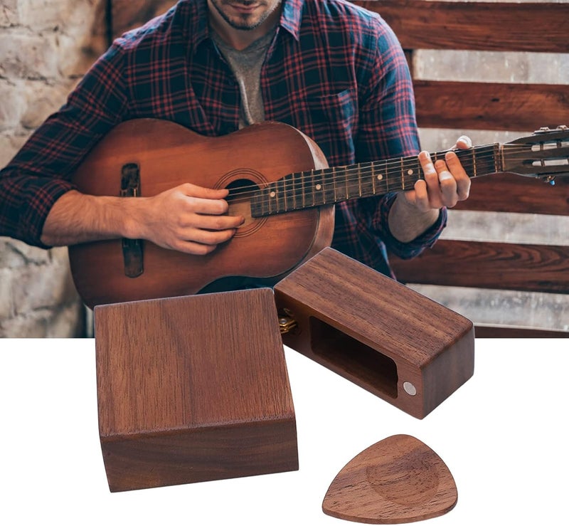 Guitar Pick Holder,Portable Wooden Lighter Shape Pick Case for Music Lovers Guitarists - Image 5