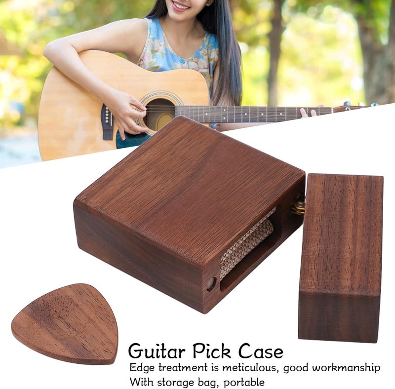 Guitar Pick Holder,Portable Wooden Lighter Shape Pick Case for Music Lovers Guitarists - Image 3
