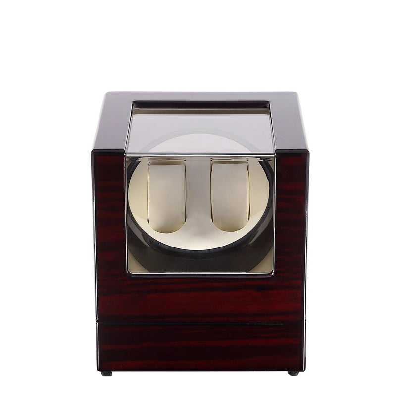 Uten Automatic Watch Winder Box Luxury Wooden Watch Storage Case, Double Watch Winder with Quiet Motor 4 Rotation Mode for Father's Day Gift for Him, Birthday Gift. Red - Image 1