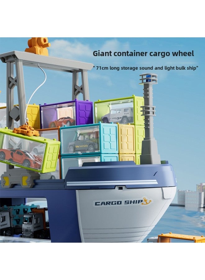 Oversized Children's Boat Toy Storage Luxury Large Freighter Ship Model Boy Inertia Sliding-Color:Sj677 Luxury Large Wheel  Color Box  - Image 5