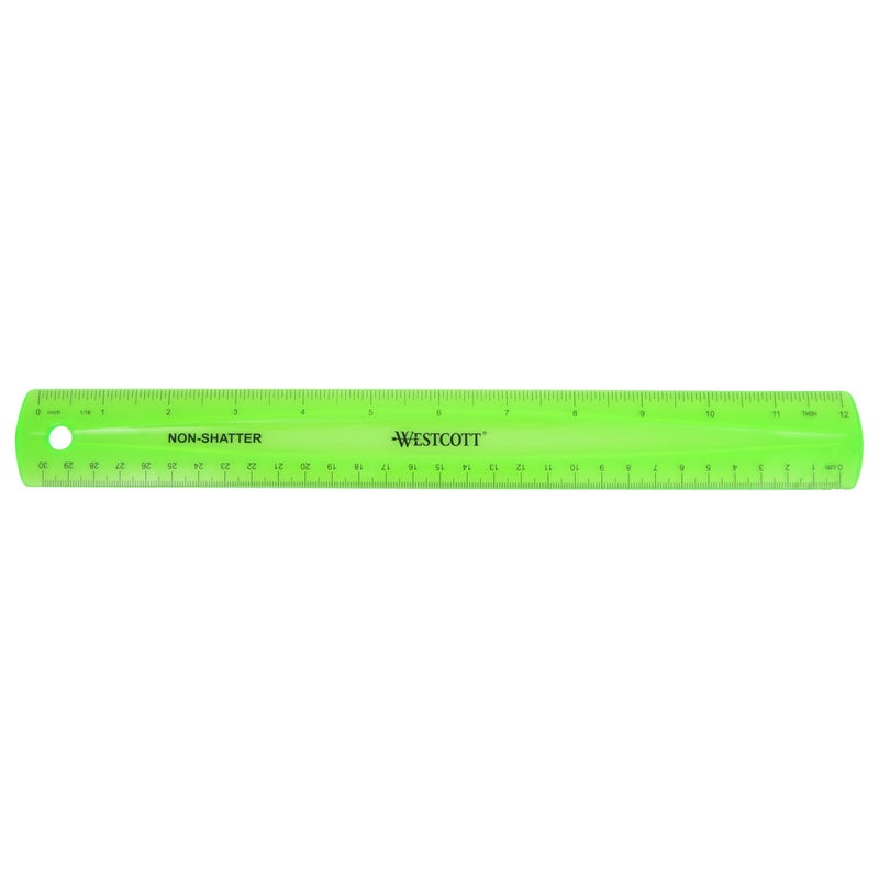 Westcott Shatterproof Ruler 12Inch Green 16012