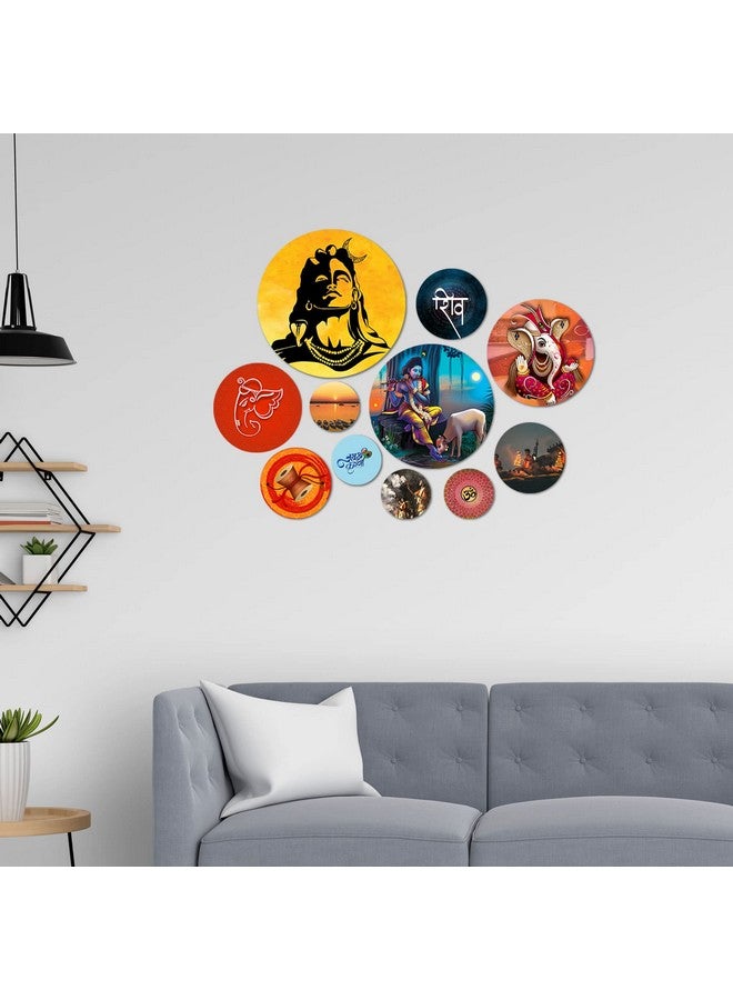 Artvibes Designer MDF Wooden Wall Hanging Decoration Item for Home | Office | Gift | Wall Decor Hanging Items | Wall Art | Living Room | Bedroom (WPS_109N), Pack of 11 Pieces - Image 3