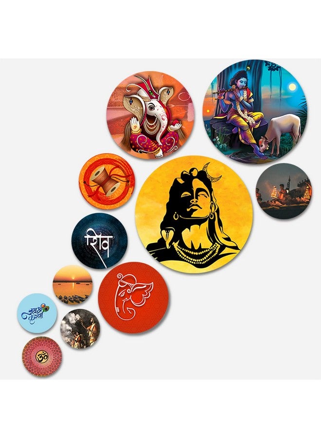 Artvibes Designer MDF Wooden Wall Hanging Decoration Item for Home | Office | Gift | Wall Decor Hanging Items | Wall Art | Living Room | Bedroom (WPS_109N), Pack of 11 Pieces - Image 1