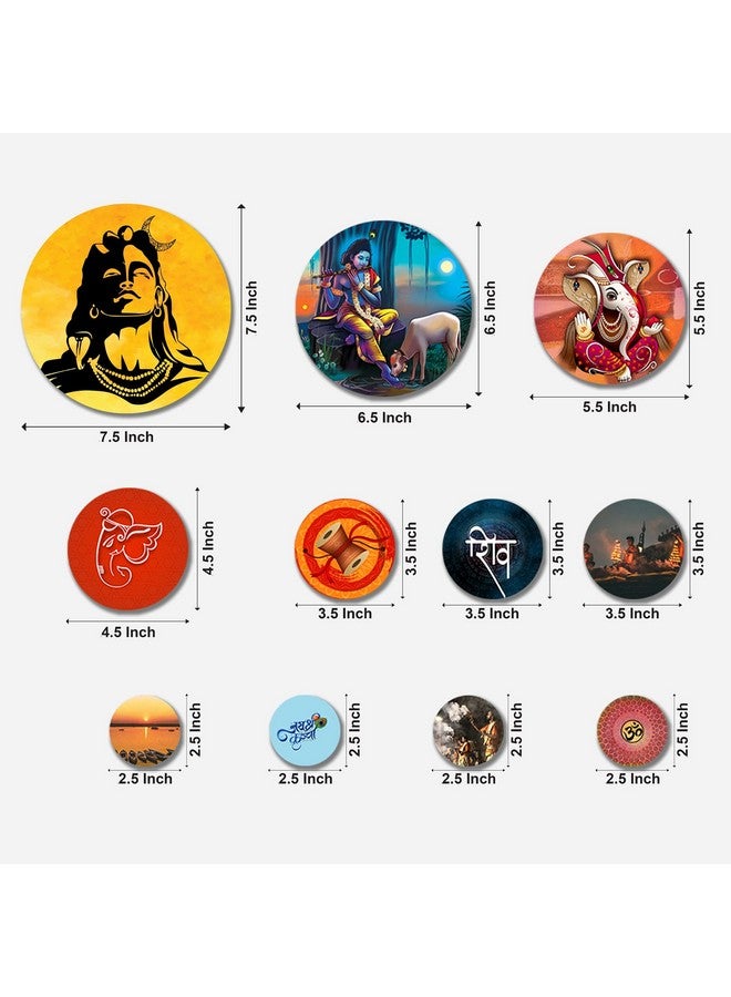 Artvibes Designer MDF Wooden Wall Hanging Decoration Item for Home | Office | Gift | Wall Decor Hanging Items | Wall Art | Living Room | Bedroom (WPS_109N), Pack of 11 Pieces - Image 5