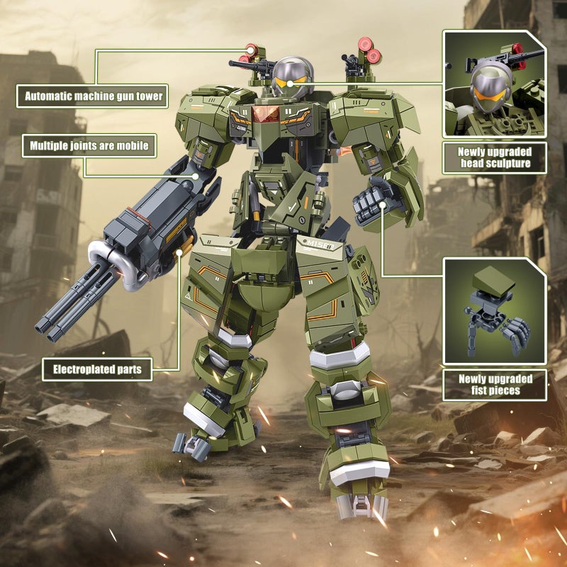HIGH GODO Main Battle Mech Robot Transforming Building Blocks Set for Adults,City Warrior Justice Hero Soldier Mech Model Building Kit, Cool Creative Robots Toys Gift for Teens, 598 Pieces - Image 3