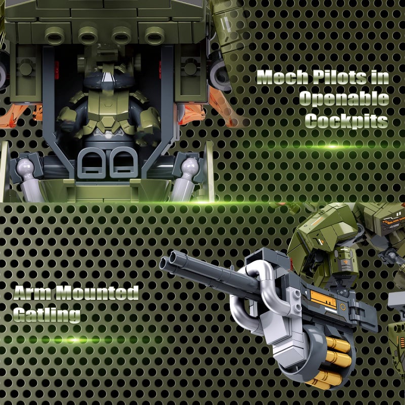 HIGH GODO Main Battle Mech Robot Transforming Building Blocks Set for Adults,City Warrior Justice Hero Soldier Mech Model Building Kit, Cool Creative Robots Toys Gift for Teens, 598 Pieces - Image 4