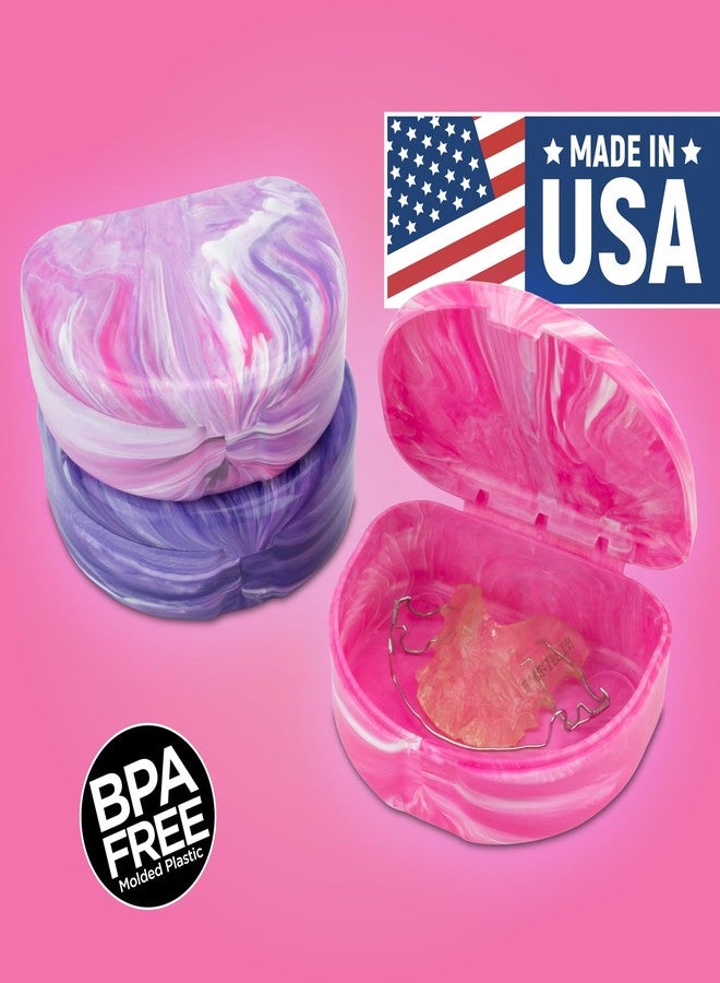 Practicon Marble Retainer Cases, Orthodontic Aligner Case, Mouth Guard Holder (3 Pack) (Pink Paradise) - Image 2