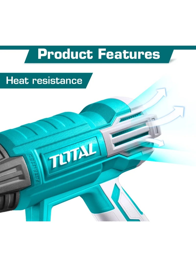 TOTAL 2000W Industrial Heat Gun with Adjustable Temperature & Nozzle Kit – TT2006 - Image 2