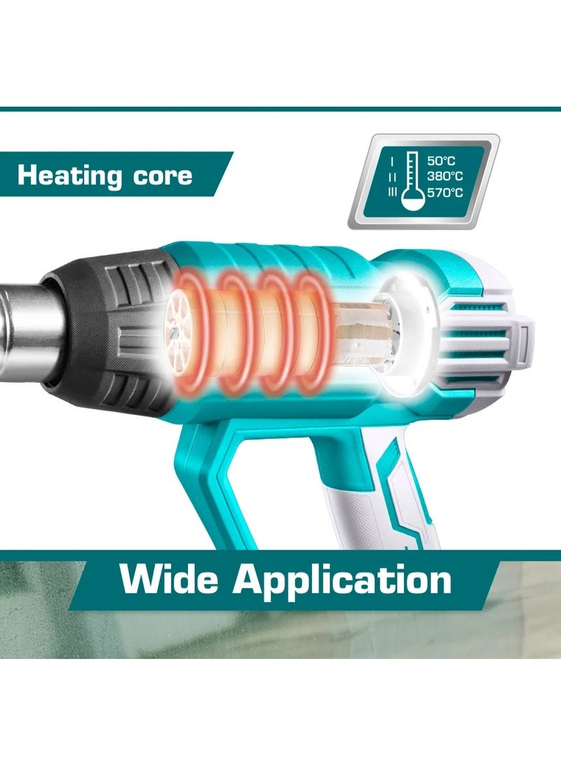 TOTAL 2000W Industrial Heat Gun with Adjustable Temperature & Nozzle Kit – TT2006 - Image 4