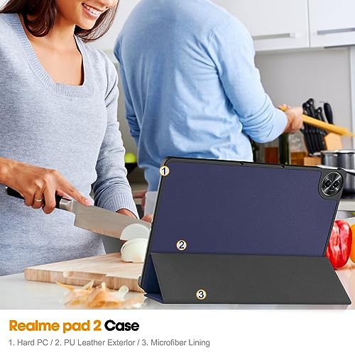 ProElite Cover for Realme Pad 2 11.5 inch Cover Case, Slim Trifold Flip case Cover for Realme Pad 2 11.5 inch Tablet, Dark Blue - Image 5