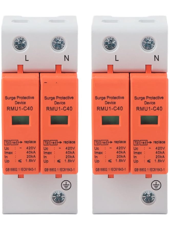 promass 2pcs SPD Protective Devices Voltage Arrester Device Photovoltaic Home Circuit Protector(Imax: 40kA) - Image 1