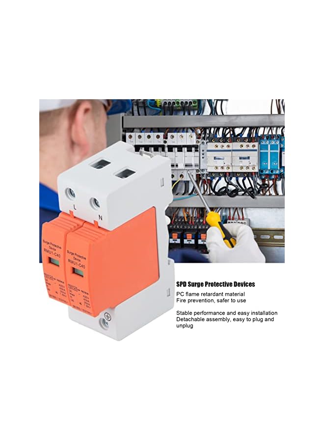 promass 2pcs SPD Protective Devices Voltage Arrester Device Photovoltaic Home Circuit Protector(Imax: 40kA) - Image 2