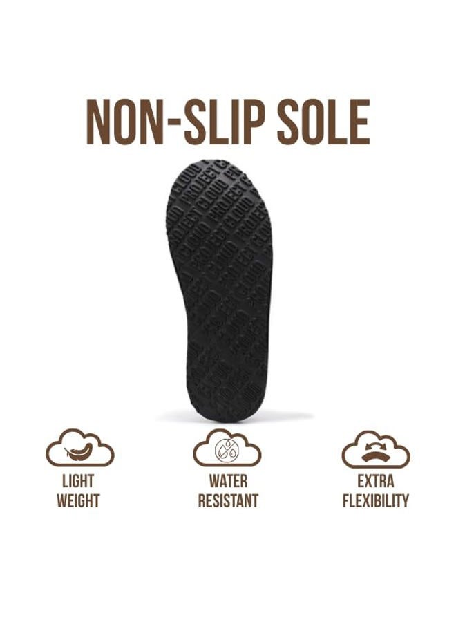 Project Cloud Mens Slippers 100% Genuine Leather & Australian Shearling Lining Furry House Slippers for Men with Memory Foam Insole - Lightweight and Non-Slip Mens Shoes (Unwind), Black Suede, 9.5 - Image 4