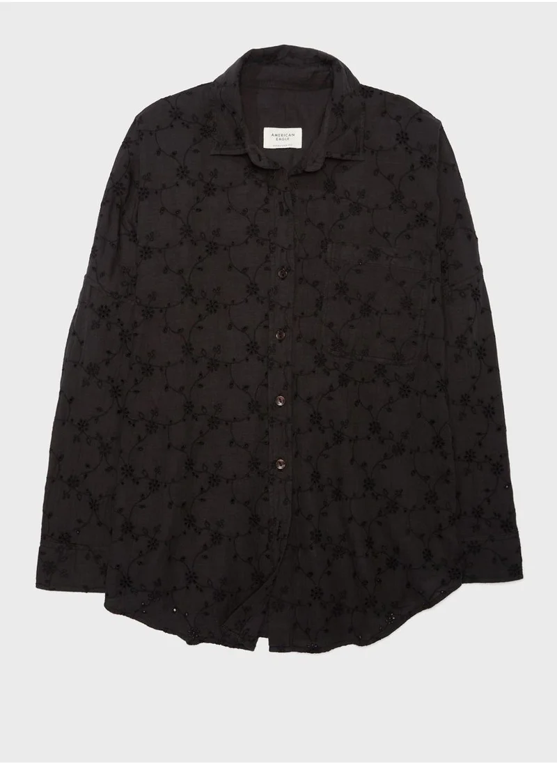 American Eagle Embroidered Button Down Shirt
