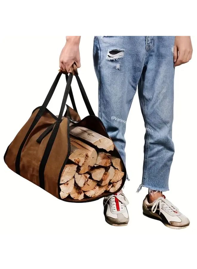 حقيبة تخزين حطب نار خاكي ثقيلة محمولة لحامل الأخشاب في الهواء الطلق - Image 3