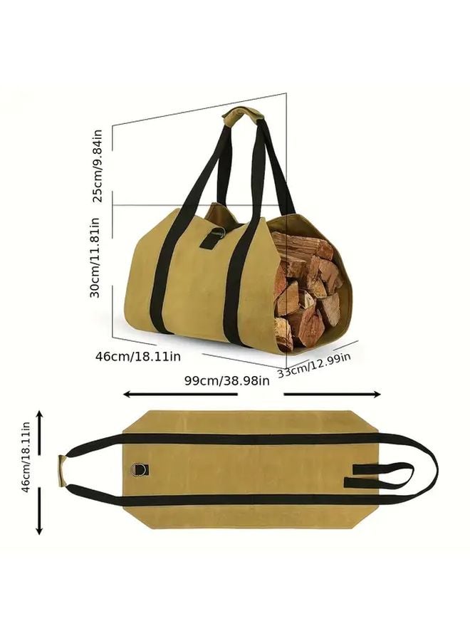 حقيبة تخزين حطب نار خاكي ثقيلة محمولة لحامل الأخشاب في الهواء الطلق - Image 4