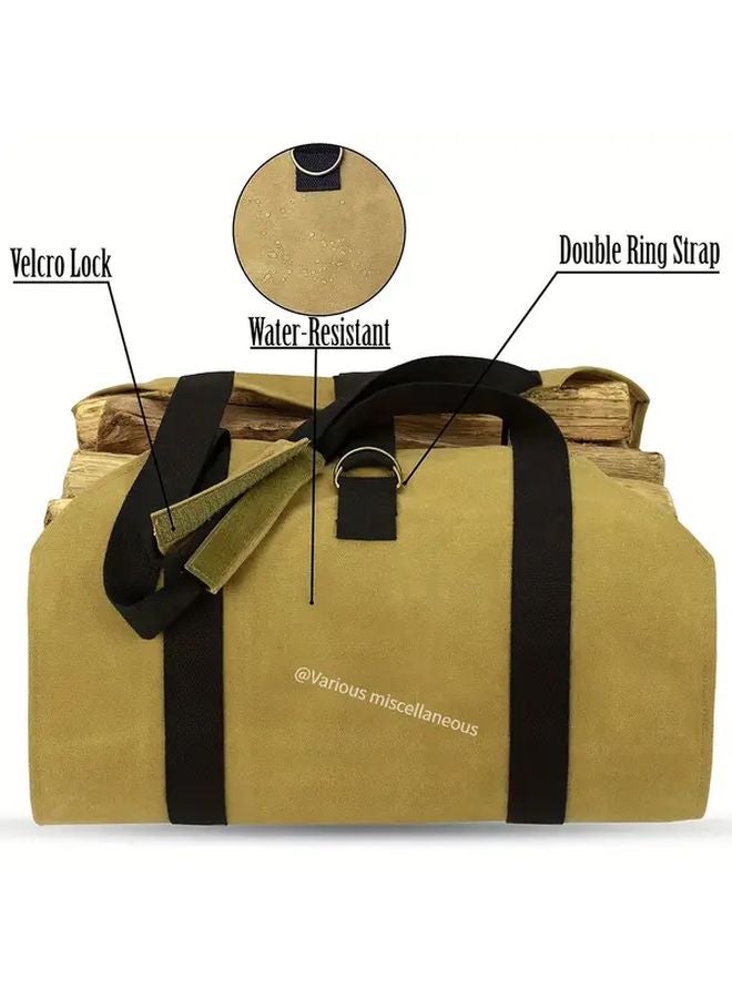 حقيبة تخزين حطب نار خاكي ثقيلة محمولة لحامل الأخشاب في الهواء الطلق - Image 5