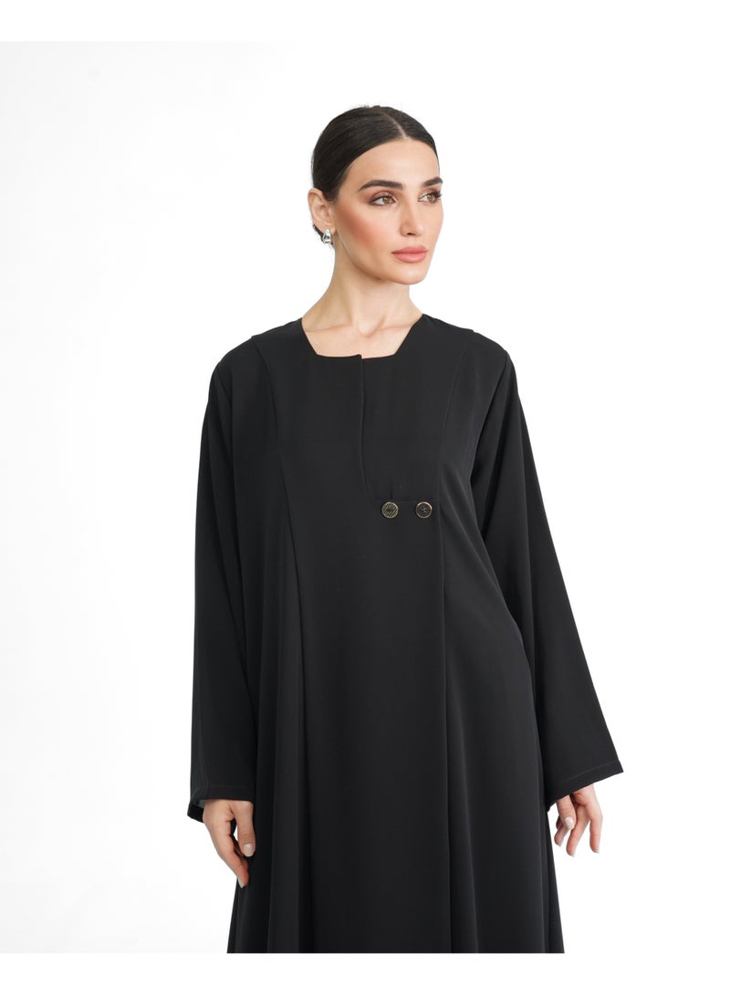 Khan&Co. Ninety Degree Black Abaya in black colour in soft crepe fabric - by Abdullah Khan - Image 3