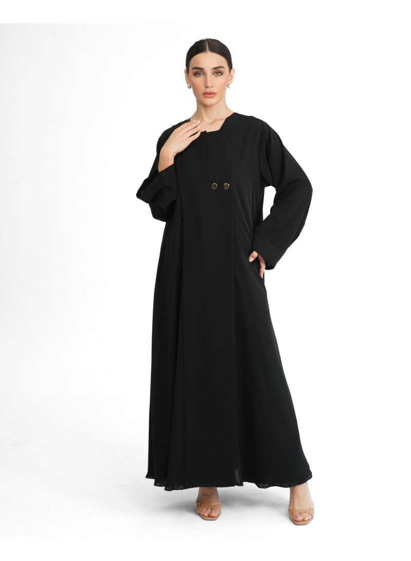 Khan&Co. Ninety Degree Black Abaya in black colour in soft crepe fabric - by Abdullah Khan - Image 5