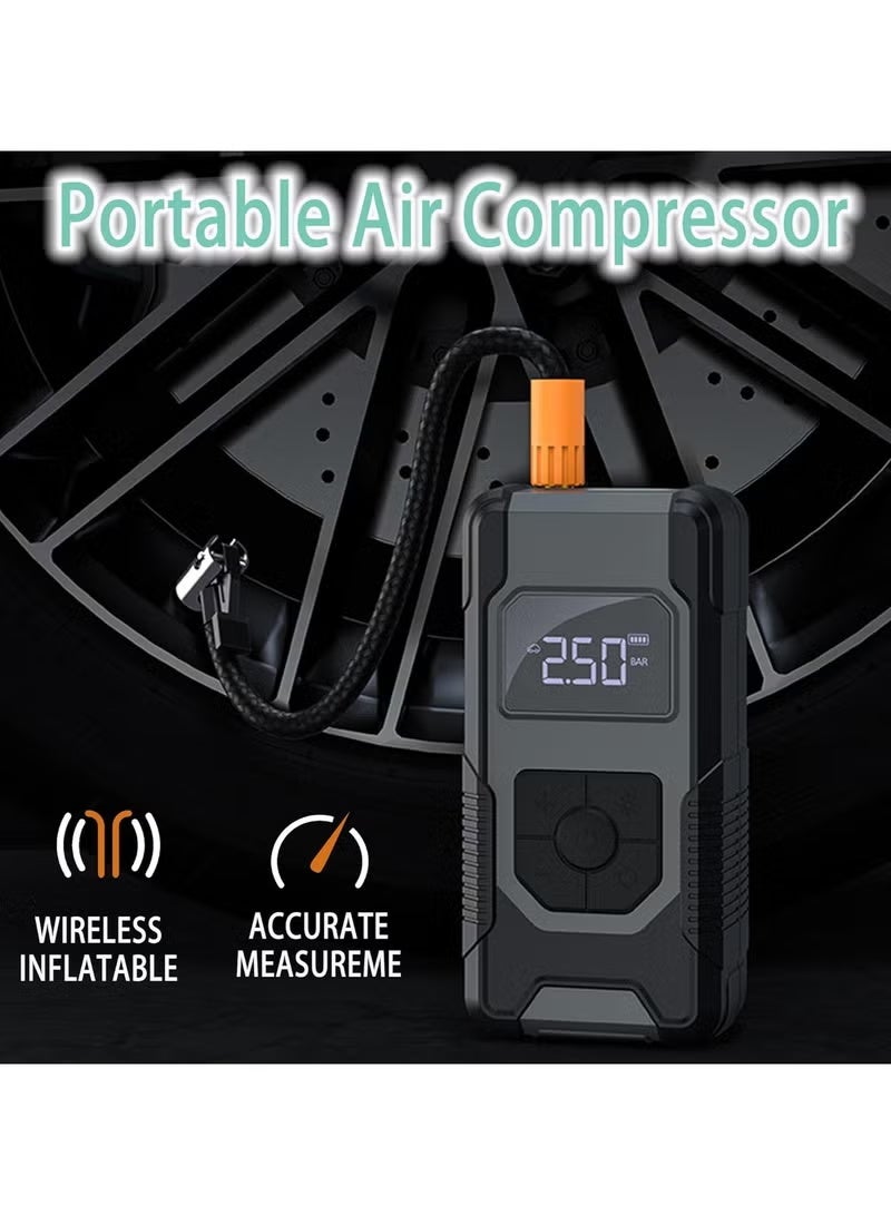 دينكس 120W Cordless Portable Air Compressor with 7500mAh Power Bank, High-Pressure Tire Inflator for Car, Motorcycle, Bicycle, SUV, and Outdoor Use – Fast Inflation & Digital Display - Image 4
