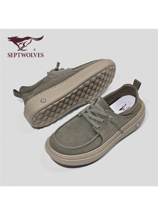 Septwolves Men's Breathable Casual Slip-on Shoes Soft Sole Work Shoes W8153799812 Khaki Gray Size 40 - Image 3